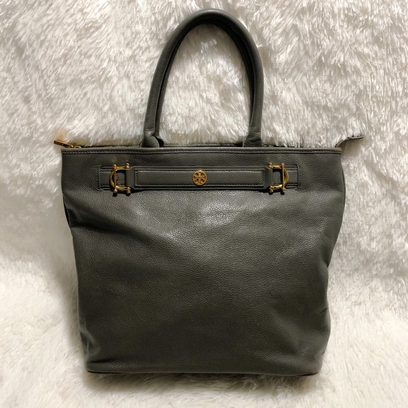 TORY BURCH XL Plebbed Leather Tote Shopper. - Picture 1 of 11